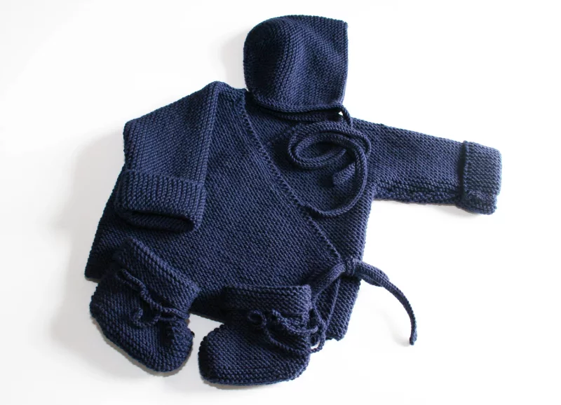 Babystrickset für Neugeborene dunkelblau