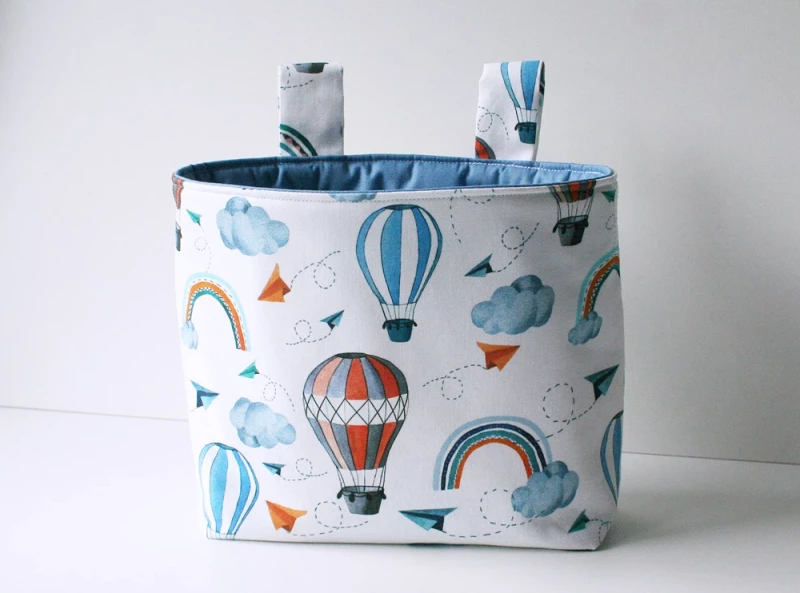 weisse Lenkertasche Heissluftballone mit blauem Innenstoff