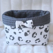 Stoffkorb im LEO muster mit Schleife